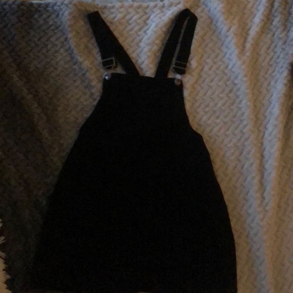 Black courduroy overall dress